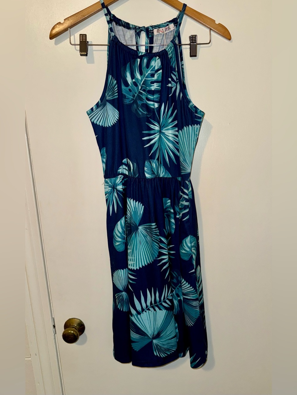 Kilig Tropical Navy Blue & Teal Sundress Small